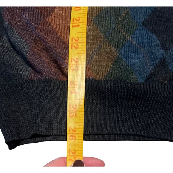 Vintage Tricots St. Raphael Mens Argyle Merino Wool Sweater L Charcoal - Picture 5 of 6